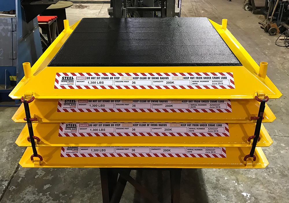 Custom yellow crane mats for CraneWorks