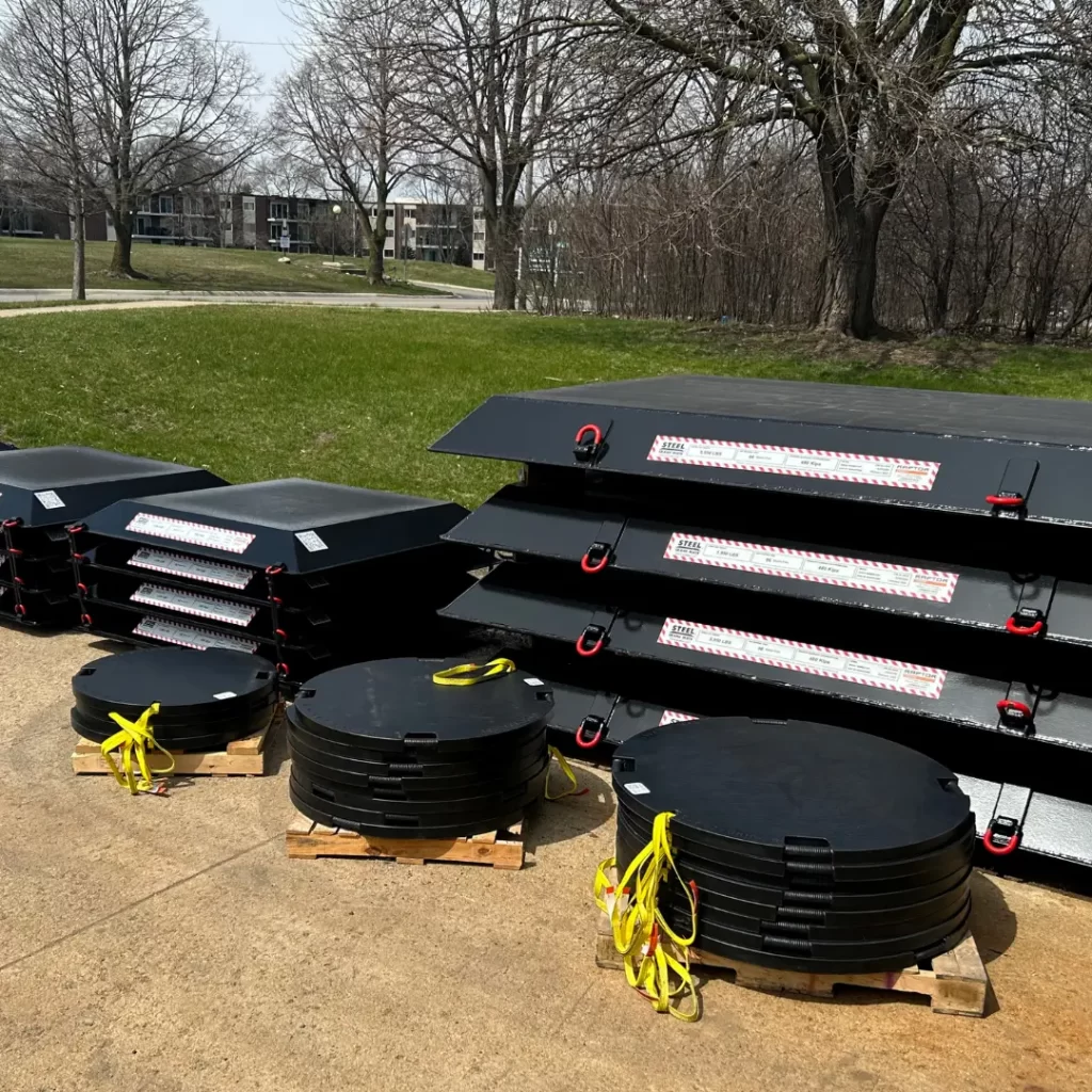 raptor tech uhmw outrigger pads and steel crane mats