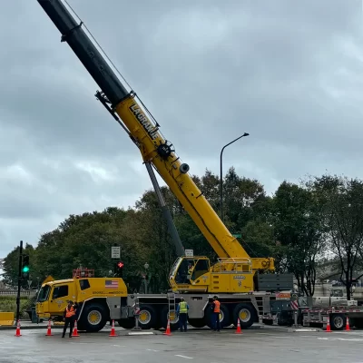raptor tech steel crane mats on job site