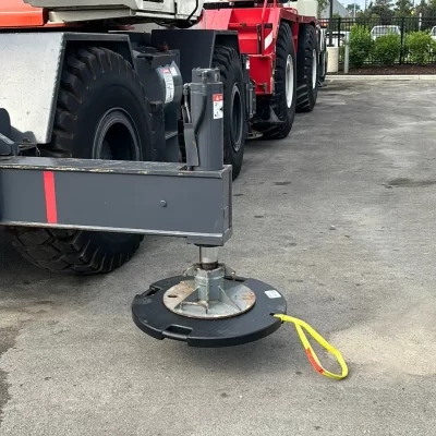 raptor tech magnetic outrigger pad on the job