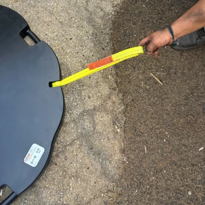 raptor tech yellow lifting lanyard on our area plus outrigger pads